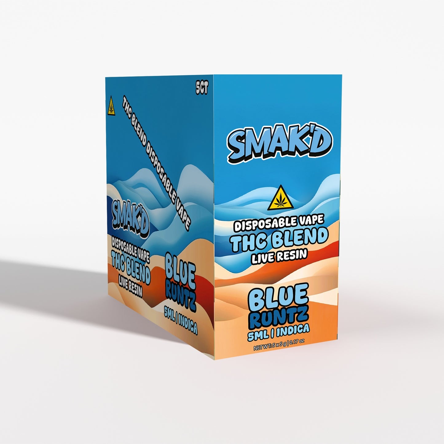 Smak’d THC 5ML Disposable – THC Blend – 5 Count Display Box