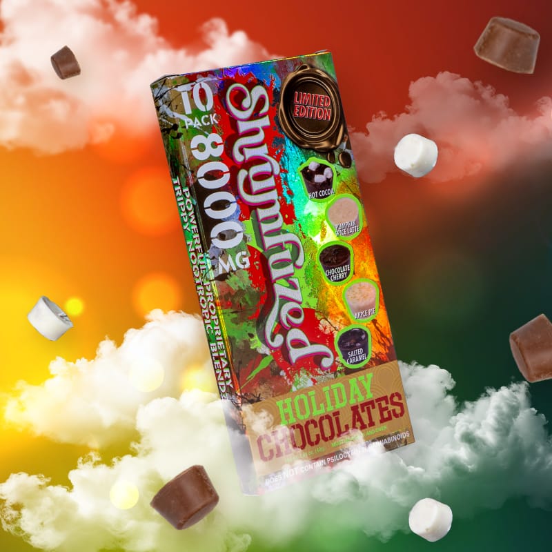 ShrumFuzed Mushroom Blend Chocolates – 5 Packs of 10 (8000mg per Box)