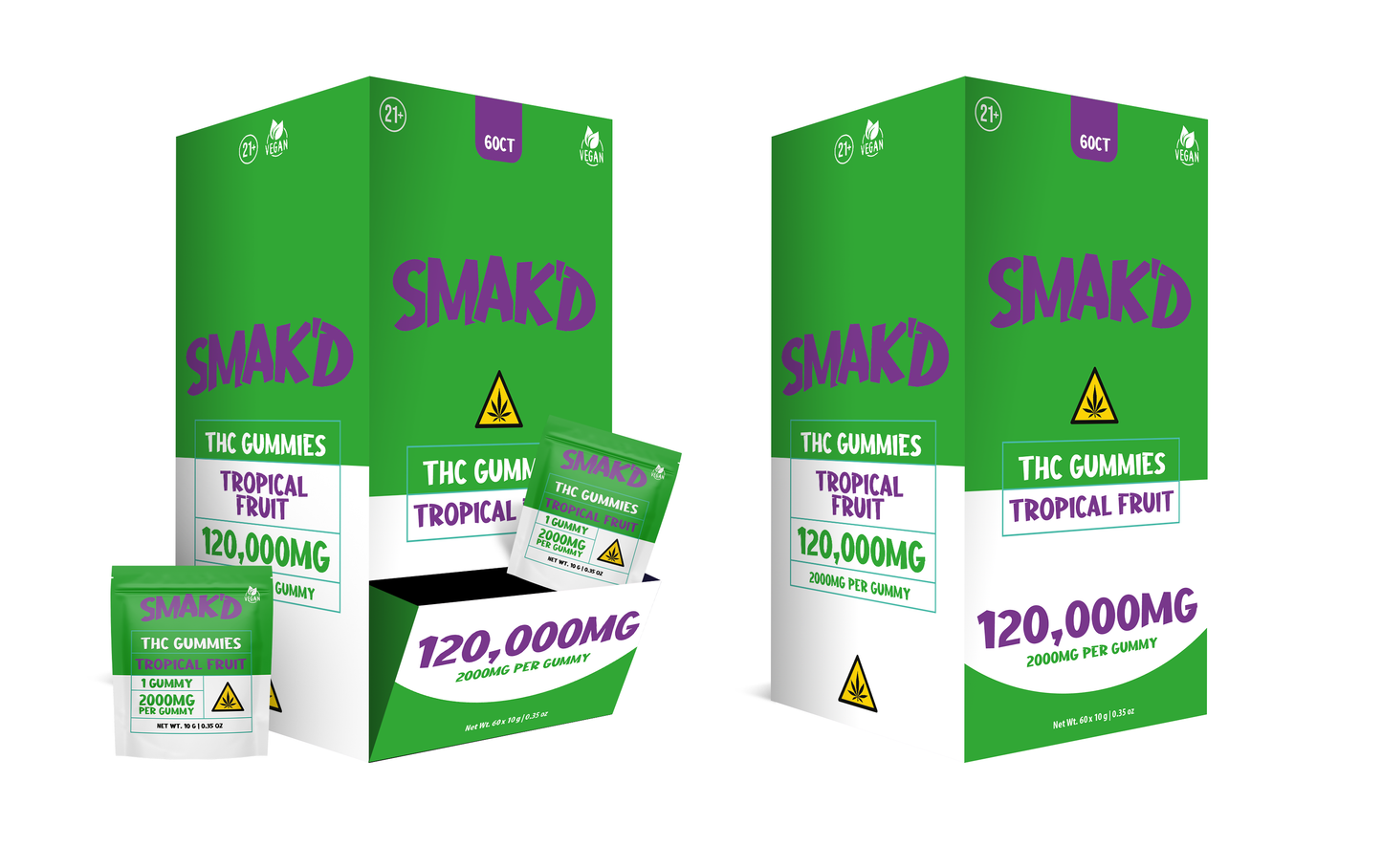 Smak’d THC Gummies – 2000MG Single Serve (60ct Box)