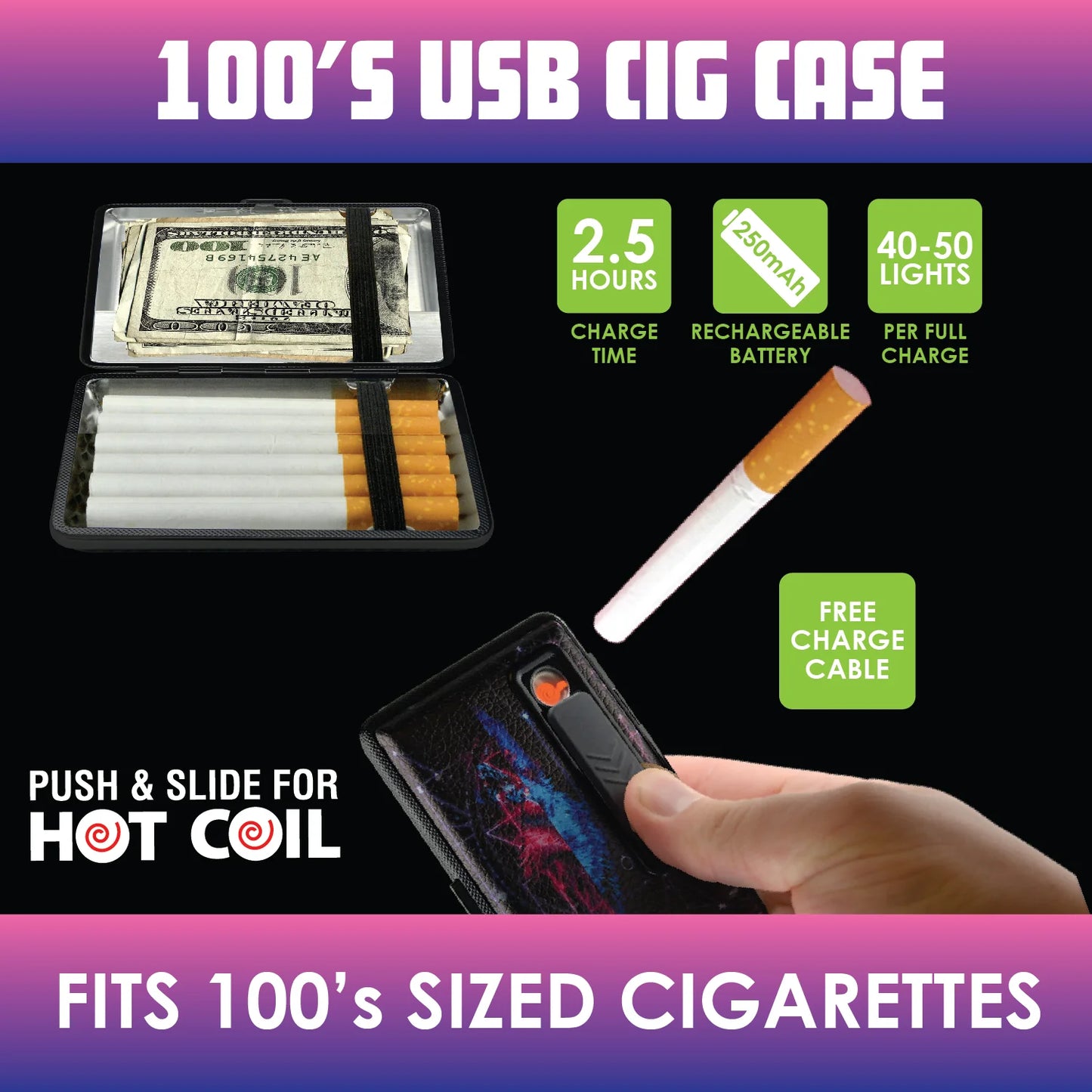 SMOKEZILLA - USB LIGHTER CIG CASE 8 PCS