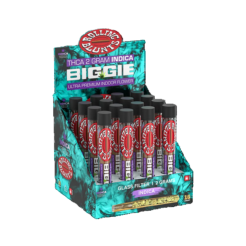Rolling Blunts THCA 2g Biggie Glass Tip Blunts, 16 Count