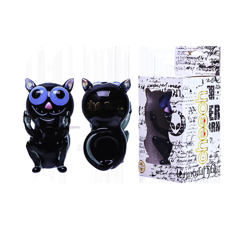 Cheech Pipe-169 3.5" Black Cat Attack