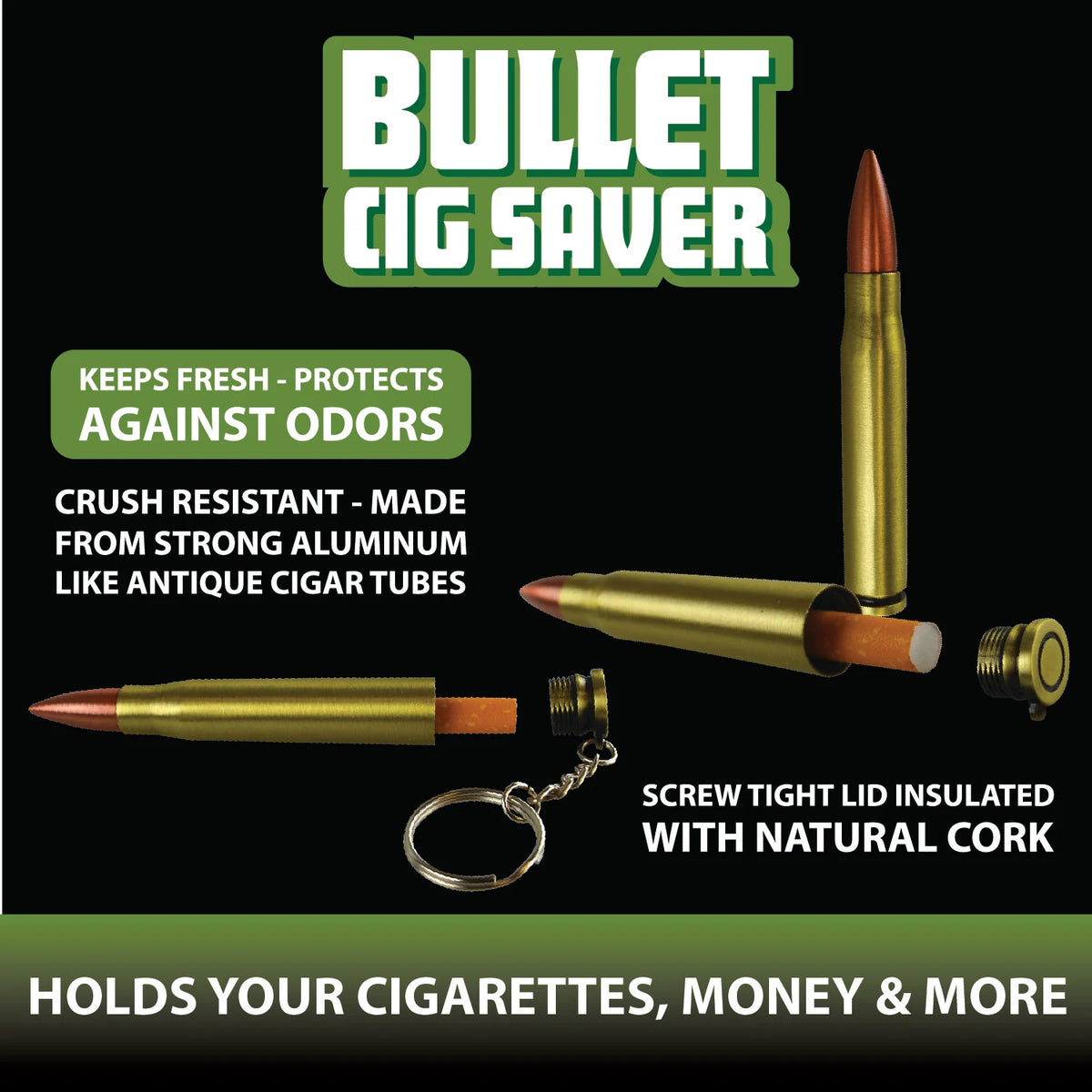 Cigreete Key Chain Smokezilla - Metal Bullet Cigarette Saver Key Chain- 12 Pieces – Black ...