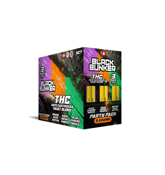 Black Bunker – 3 Pack THC Blend Cartridges – 1ML Each – 5ct Box