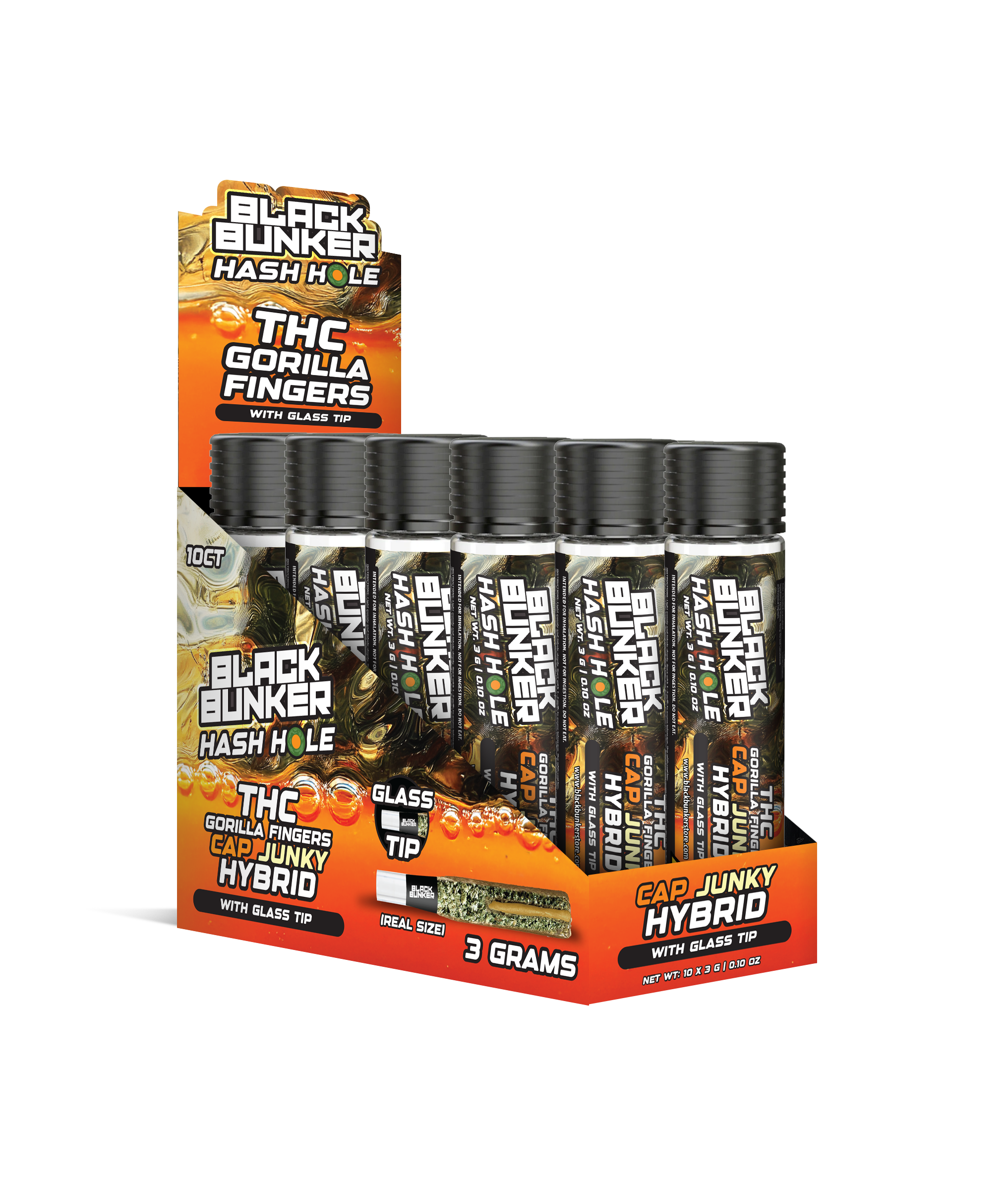 Black Bunker – 3G Hash Hole Gorilla Finger Pre-Rolls – Glass Tip – 10c ...