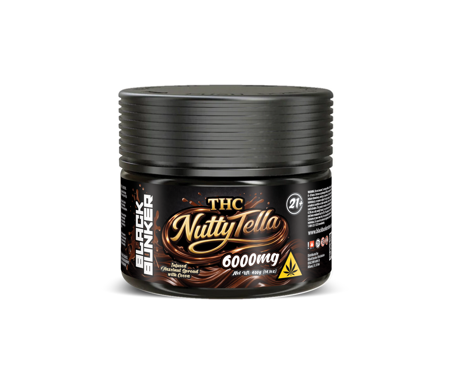Black Bunker – THC Infused Nuttytella Cocoa Spread – 2400MG Per Jar