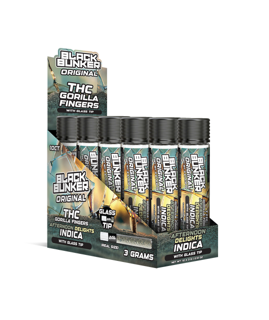 Black Bunker – 3G Original Gorilla Finger Pre-Rolls – Glass Tip – 10ct Box