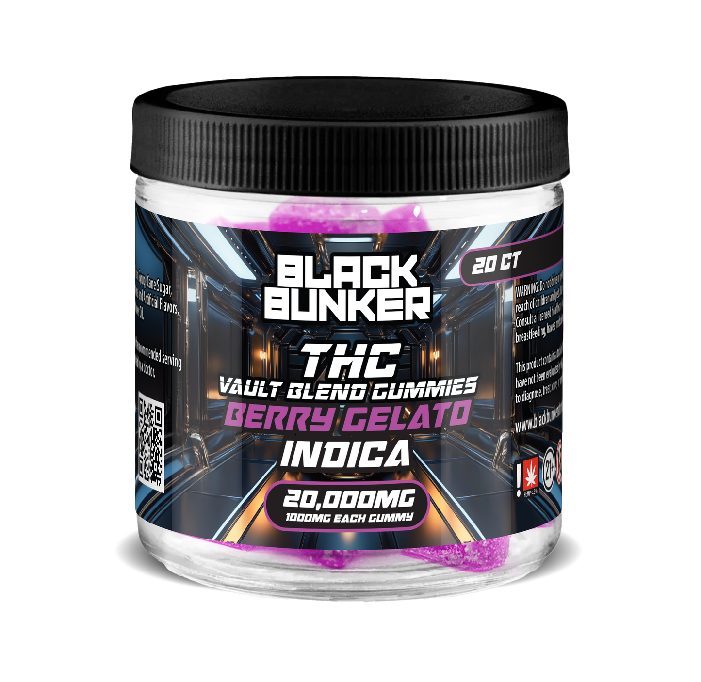 Black Bunker – Vault Blend THC Gummies – 1000MG – 20ct Jar