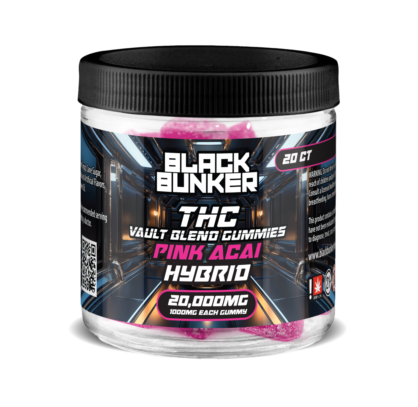 Black Bunker – Vault Blend THC Gummies – 1000MG – 20ct Jar