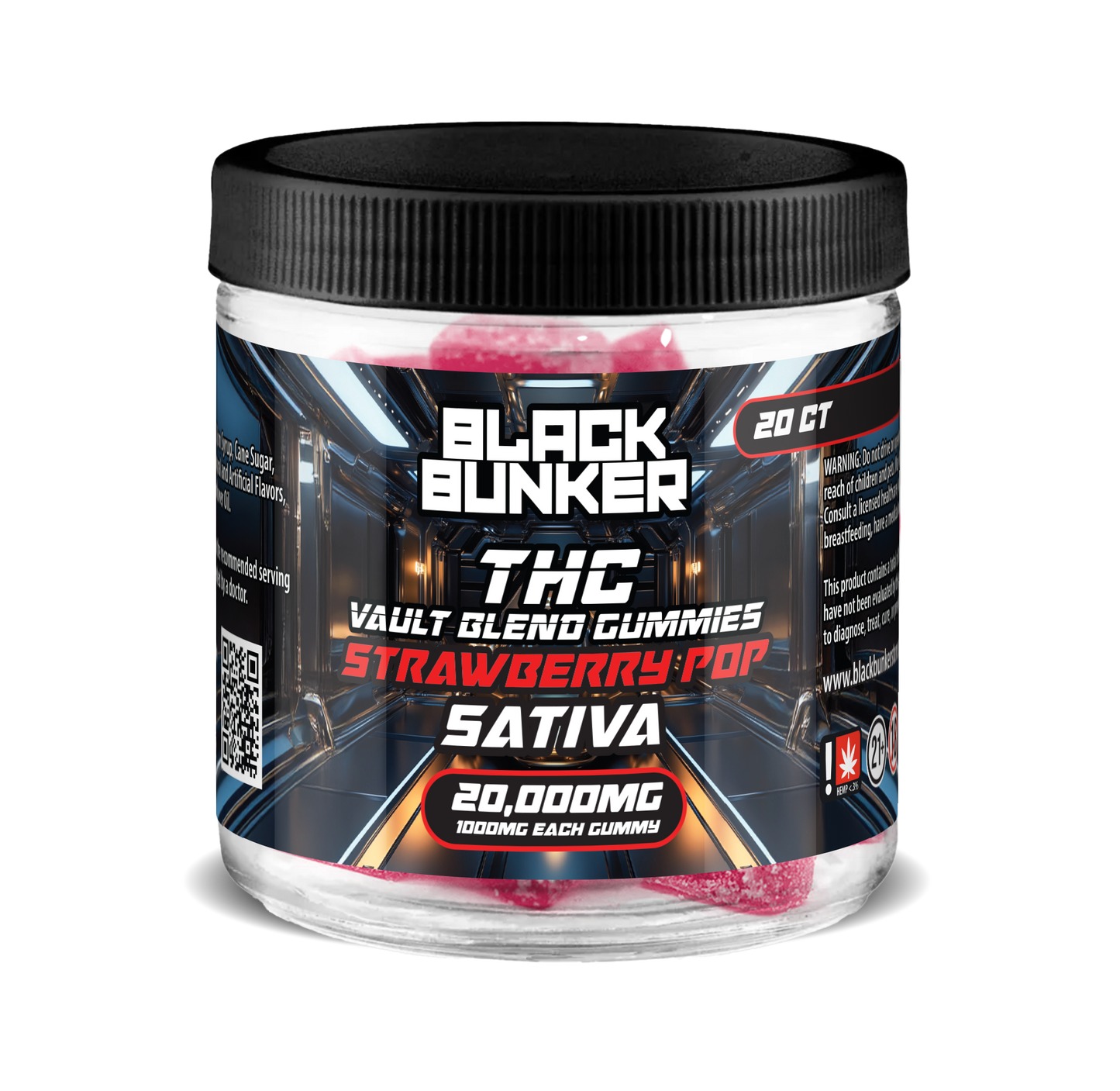 Black Bunker – Vault Blend THC Gummies – 1000MG – 20ct Jar