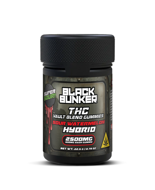 Black Bunker – THC Super Sour Gummies – 500MG – 5ct Jar