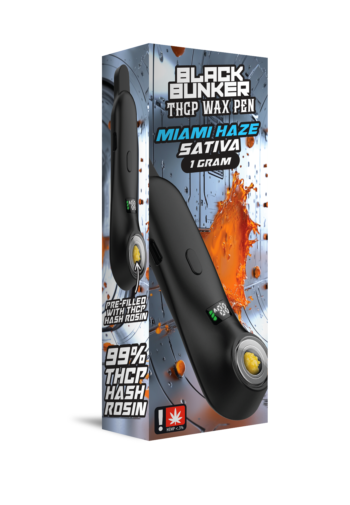 Black Bunker – THCP 1G Hash Rosin Wax Pen – 5ct Display Box