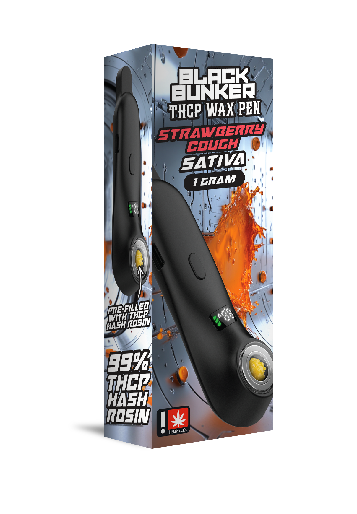 Black Bunker – THCP 1G Hash Rosin Wax Pen – 5ct Display Box