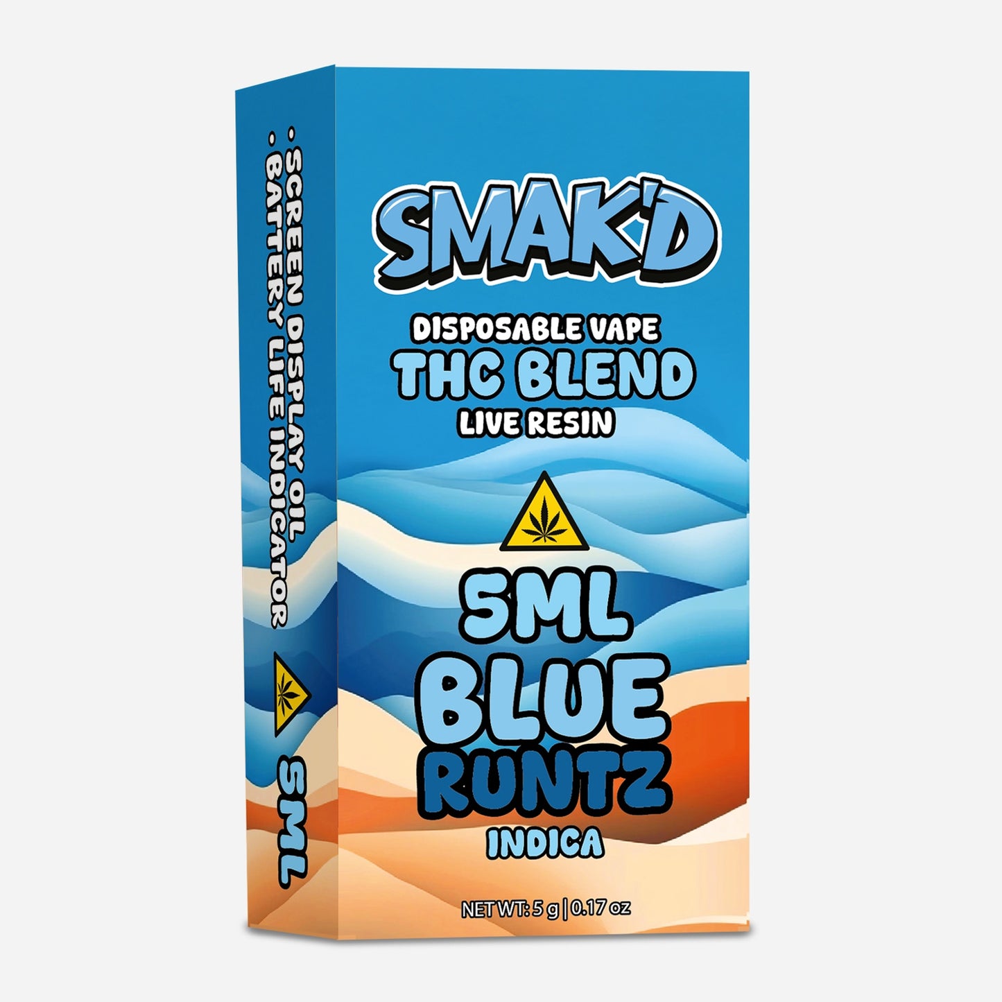 Smak’d THC 5ML Disposable – THC Blend – 5 Count Display Box