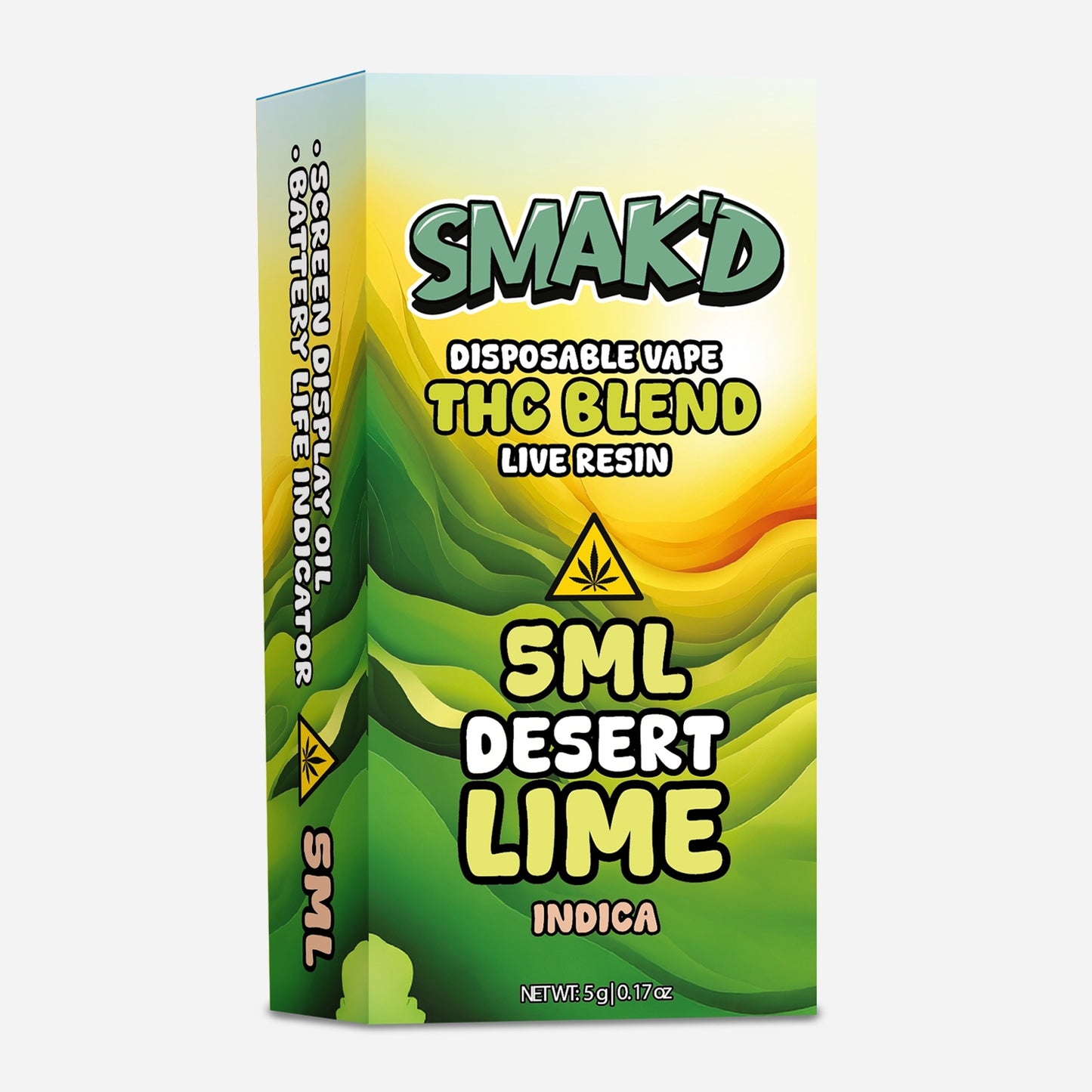 Smak’d THC 5ML Disposable – THC Blend – 5 Count Display Box