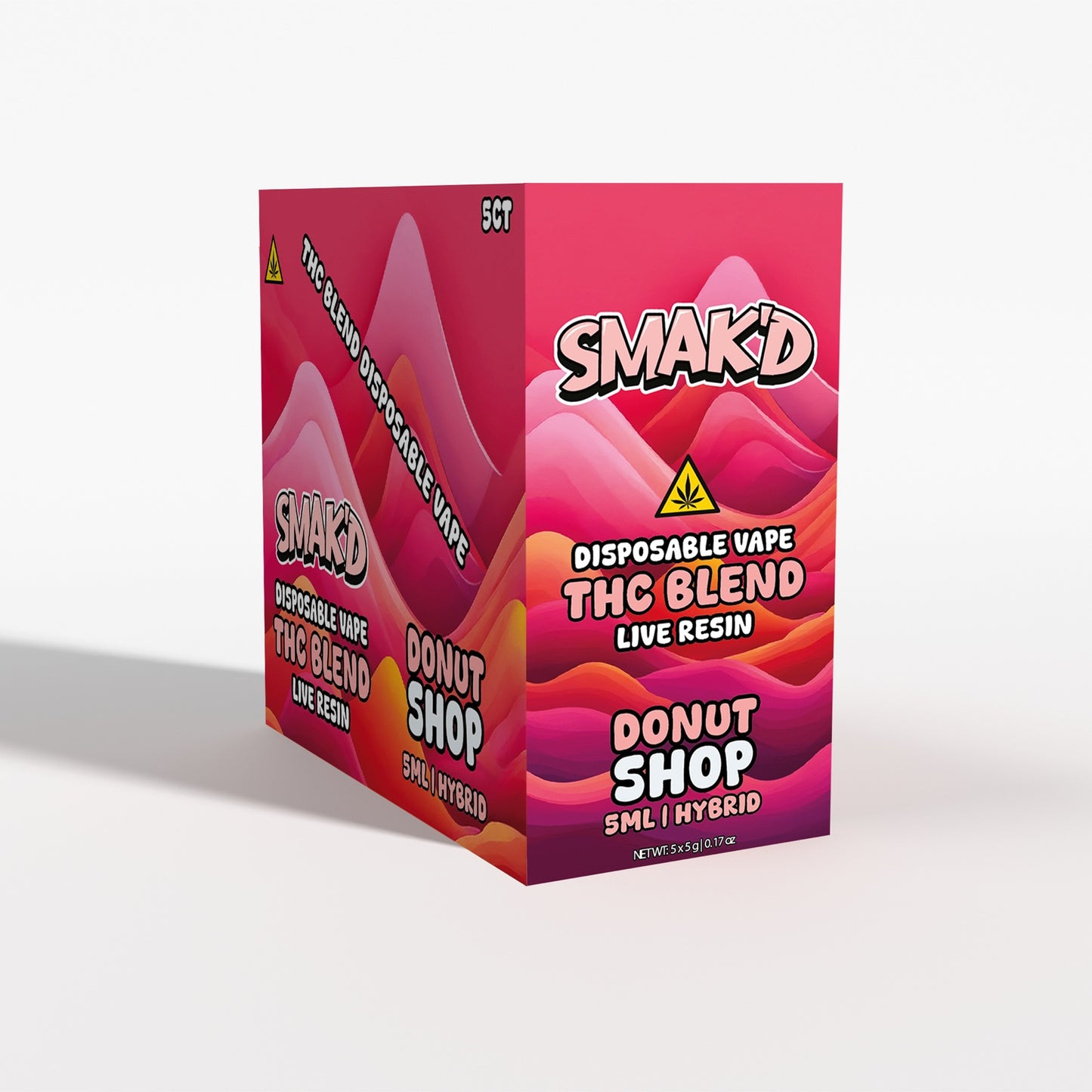 Smak’d THC 5ML Disposable – THC Blend – 5 Count Display Box
