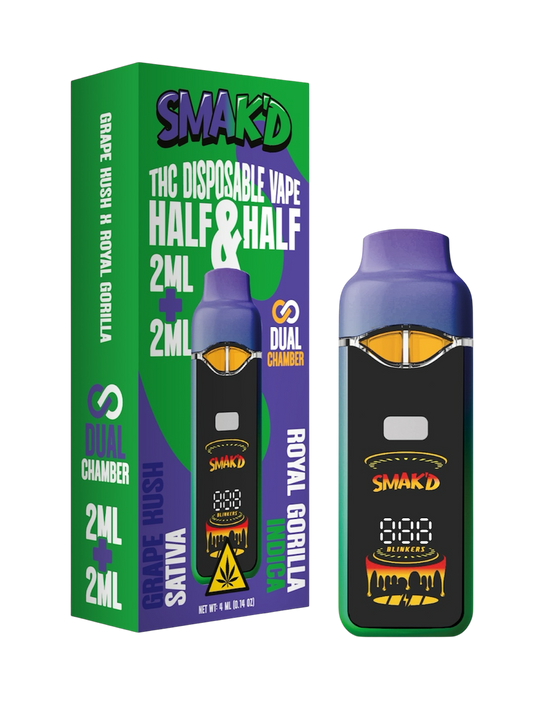 Smak’d 2ML + 2ML Dual Chamber THC Disposable – 5 Count Display Box