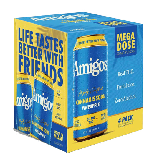 Amigos Pineapple Cannabis Soda - 4 Pack Zero Alcohol