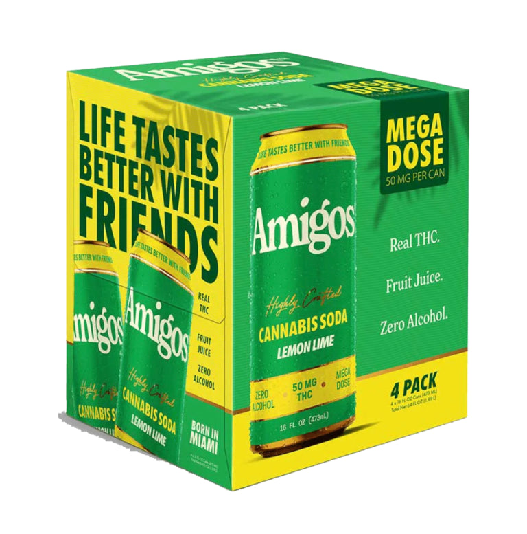 Amigos Pineapple Cannabis Soda - 4 Pack Zero Alcohol