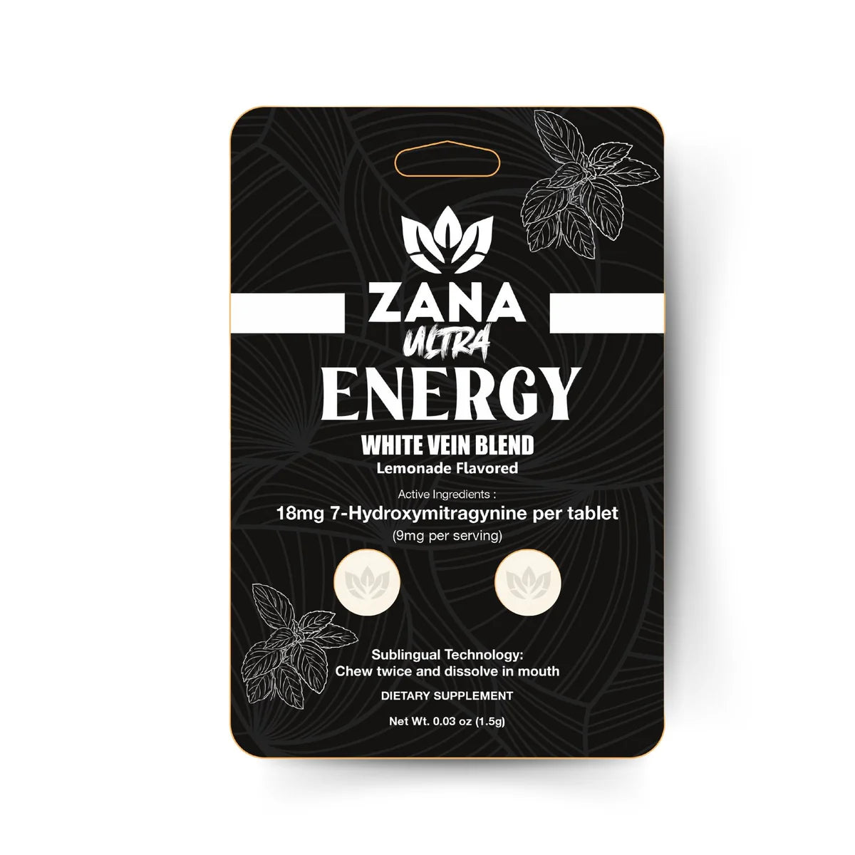 Zana Ultra Energy – White Vein Blend (10 Packs of 5 Tabs, 18mg Each)