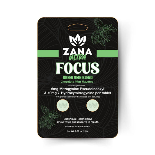 Zana Ultra Focus – Green Vein Blend (10 Packs of 5 Tabs, 10mg Hydroxy + 6mg Pseudo)