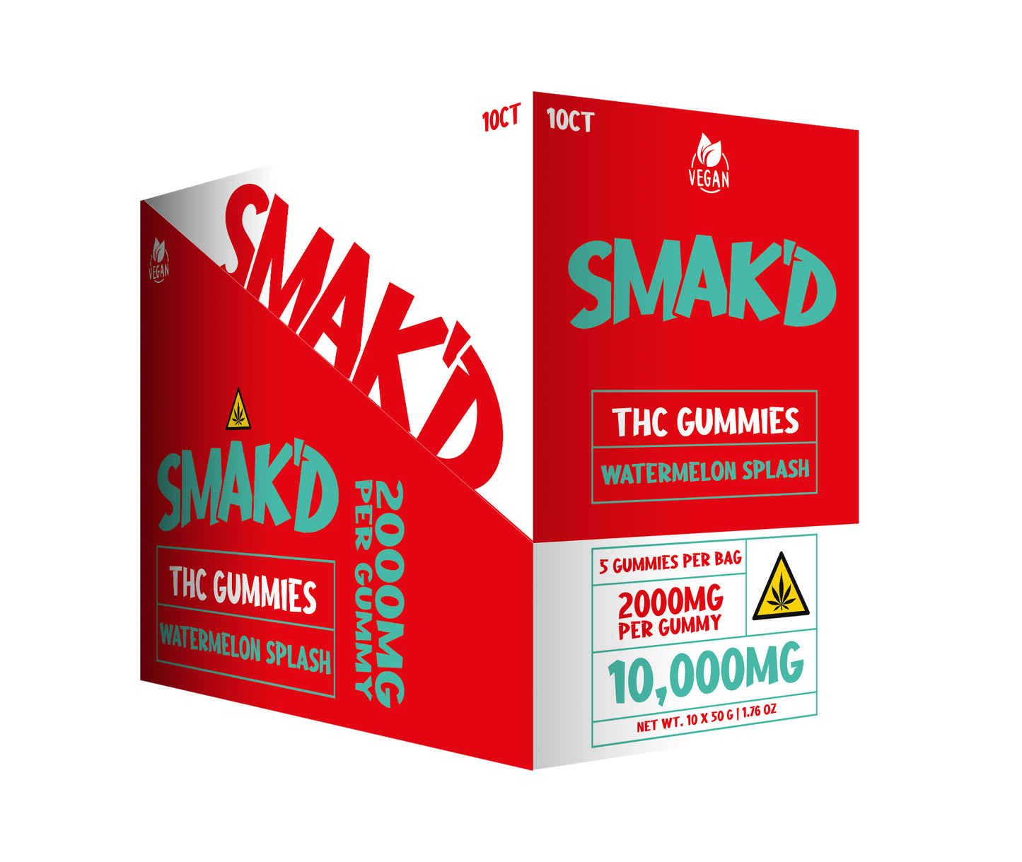 Smak’d THC Gummies – 2000MG (5ct Bag) – 10 Bags Per Box
