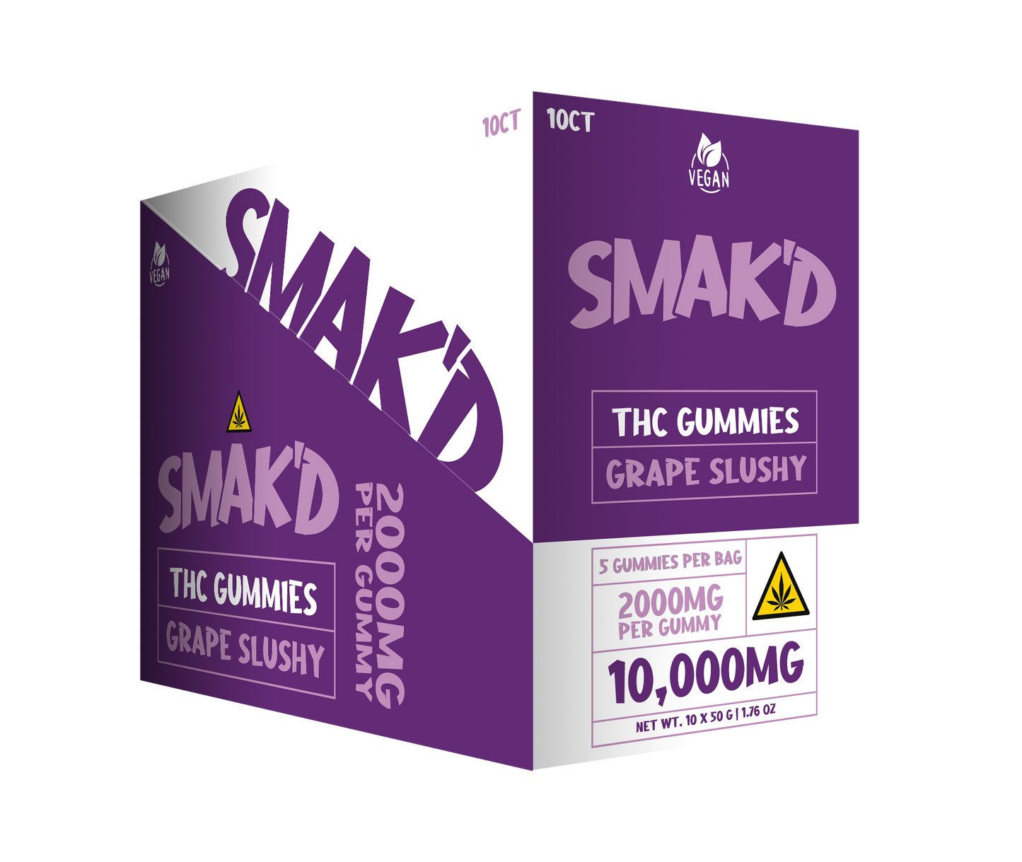 Smak’d THC Gummies – 2000MG (5ct Bag) – 10 Bags Per Box