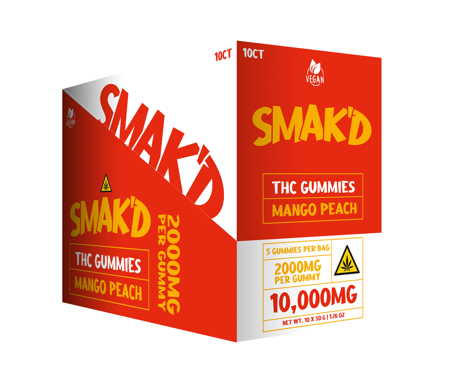 Smak’d THC Gummies – 2000MG (5ct Bag) – 10 Bags Per Box