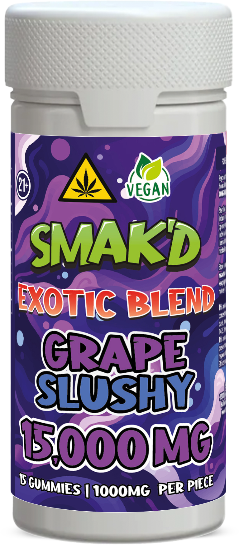 Smak’d Exotic Blend Gummies – 1000MG – 15ct Jar (Vegan)