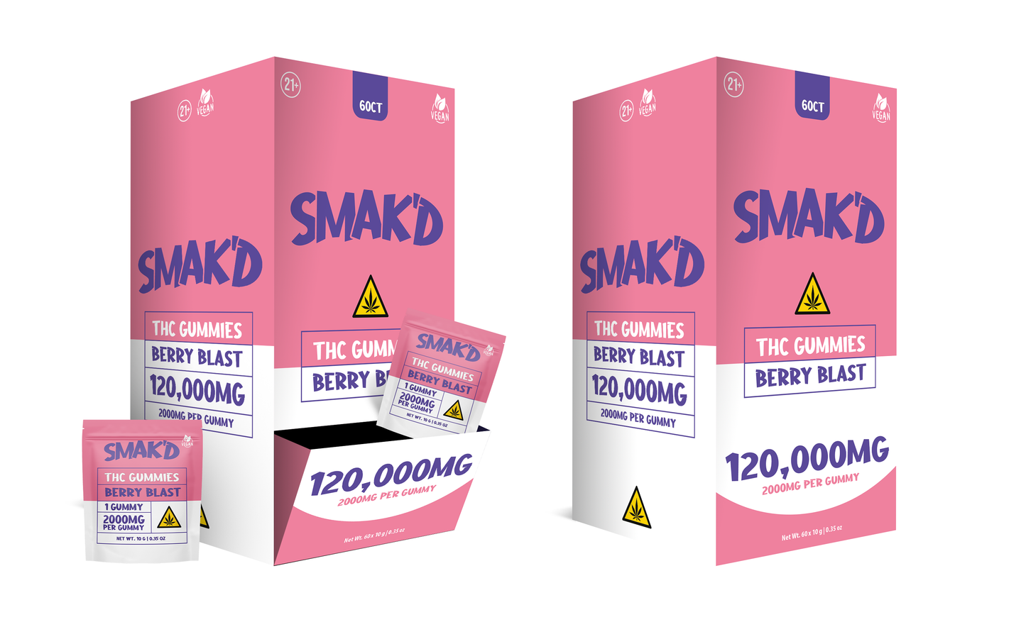 Smak’d THC Gummies – 2000MG Single Serve (60ct Box)
