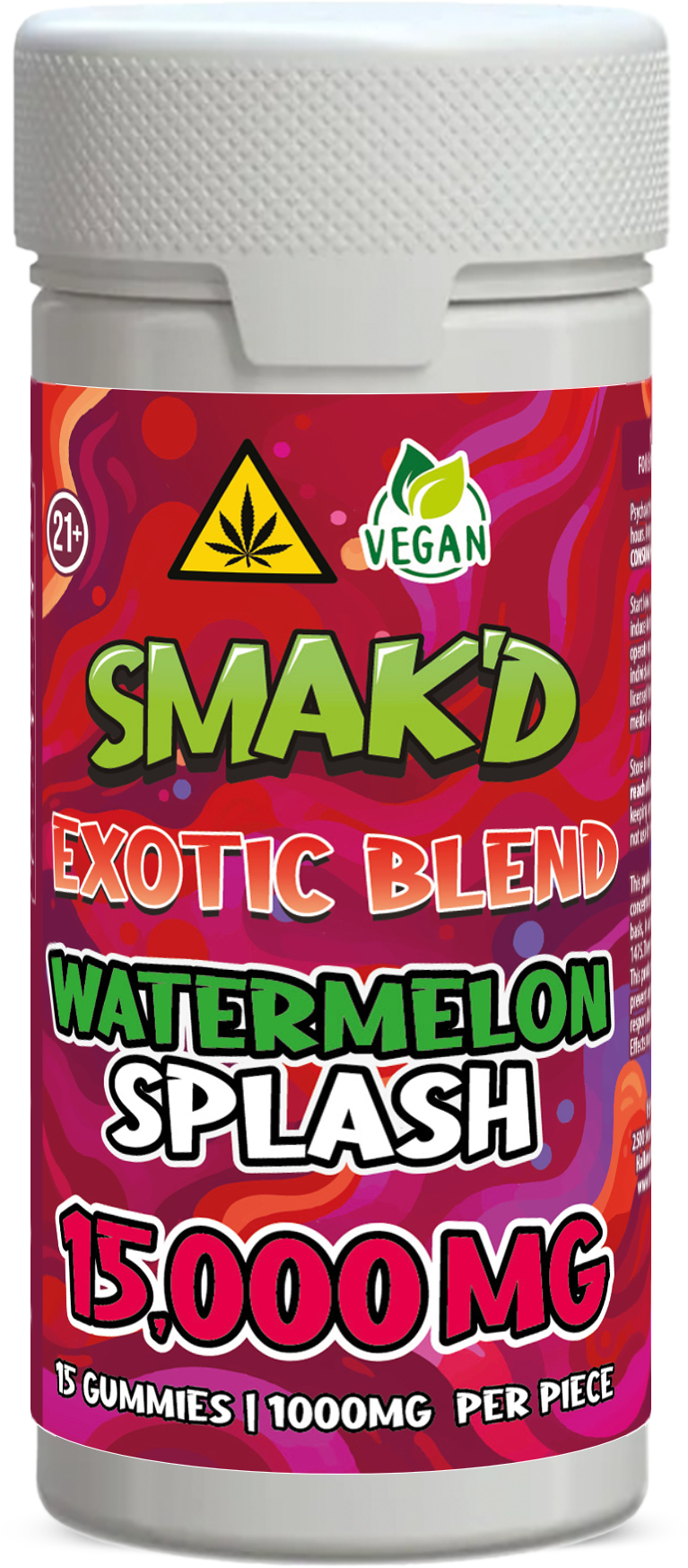Smak’d Exotic Blend Gummies – 1000MG – 15ct Jar (Vegan)