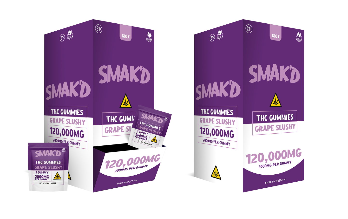 Smak’d THC Gummies – 2000MG Single Serve (60ct Box)