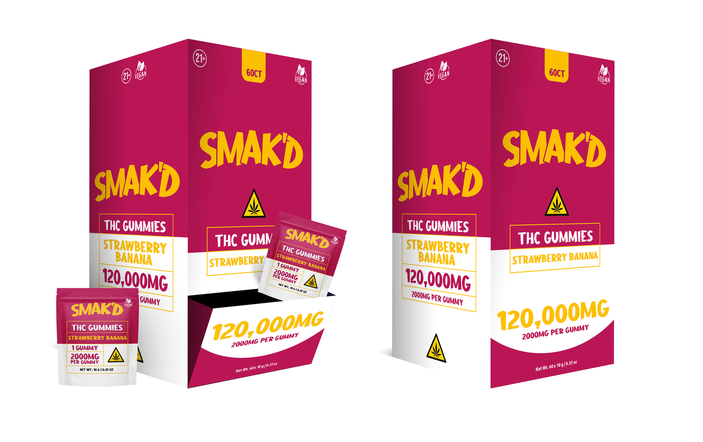Smak’d THC Gummies – 2000MG Single Serve (60ct Box)