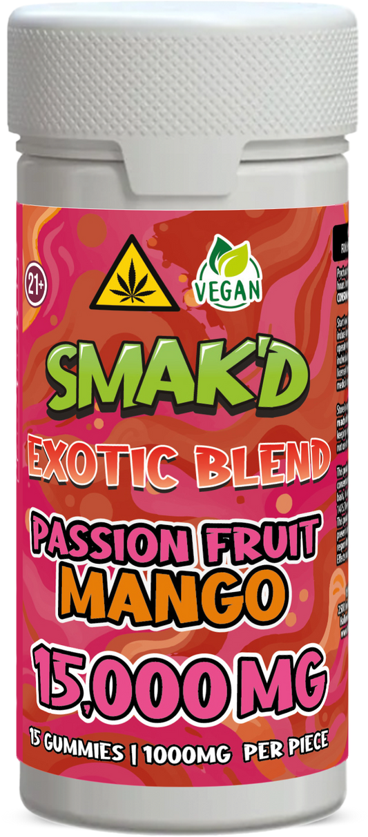 Smak’d Exotic Blend Gummies – 1000MG – 15ct Jar (Vegan)