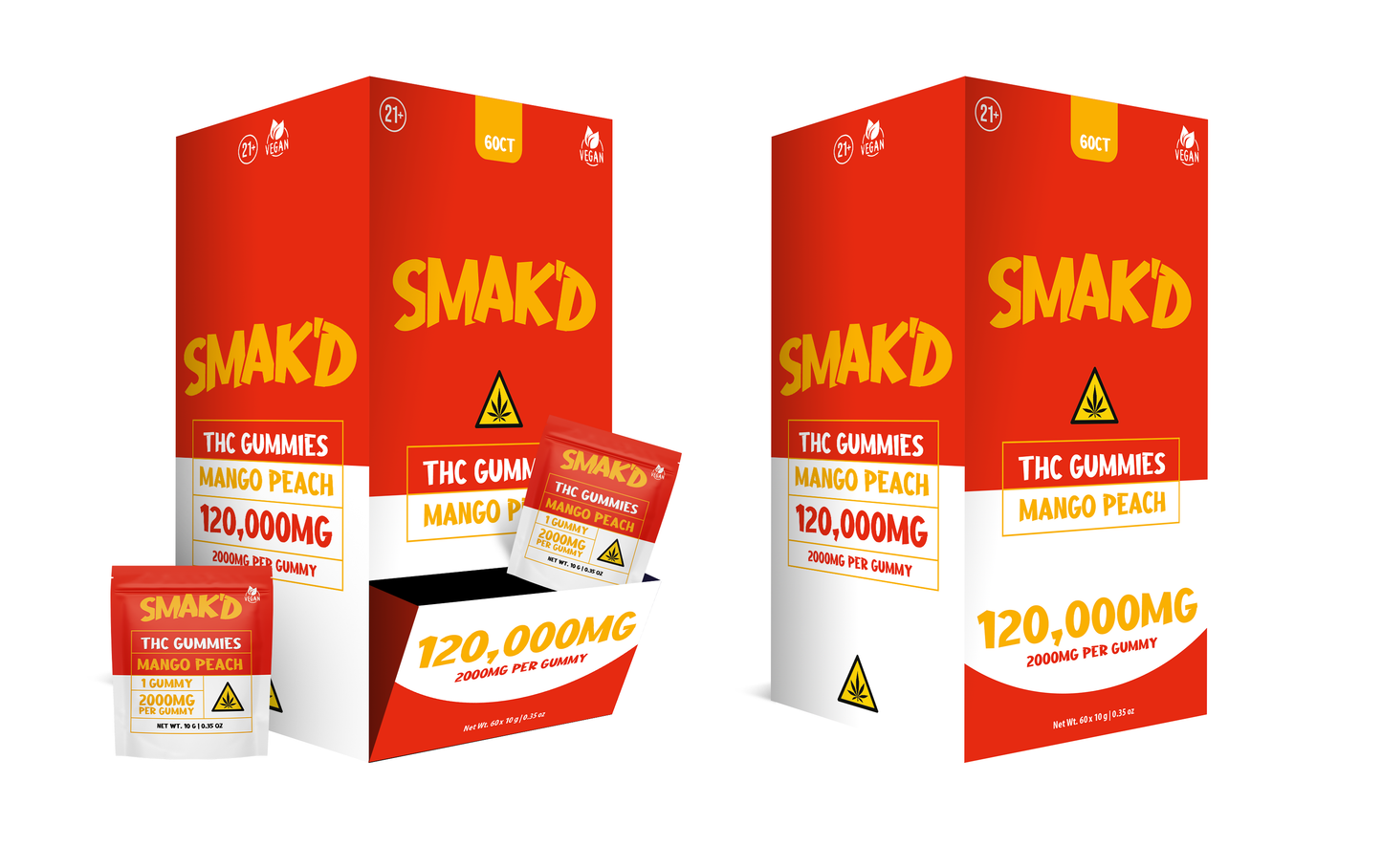 Smak’d THC Gummies – 2000MG Single Serve (60ct Box)