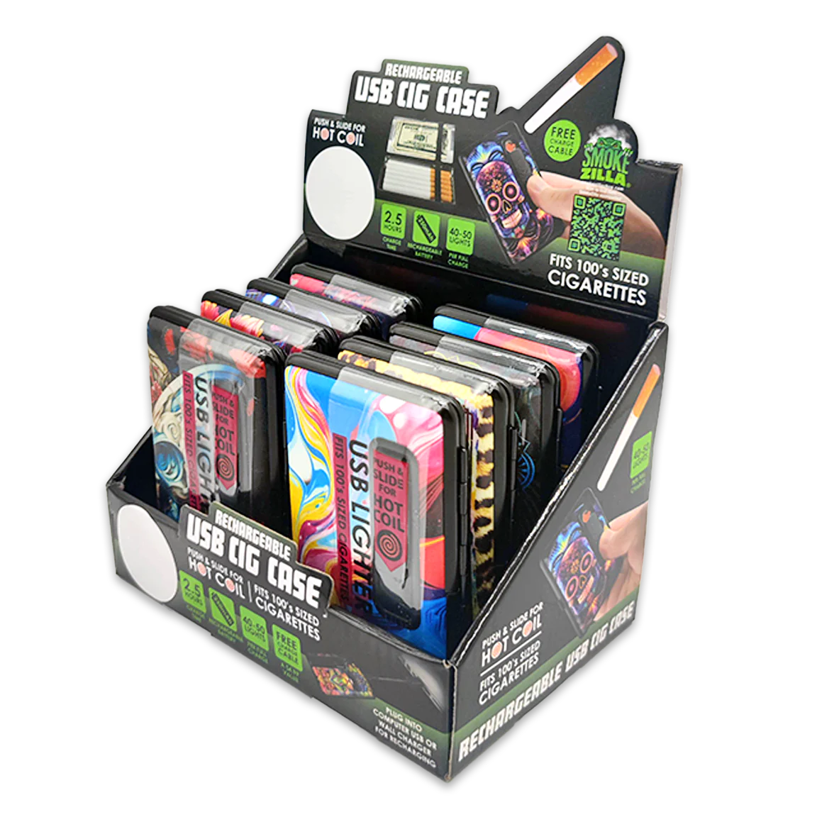 SMOKEZILLA - USB LIGHTER CIG CASE 8 PCS